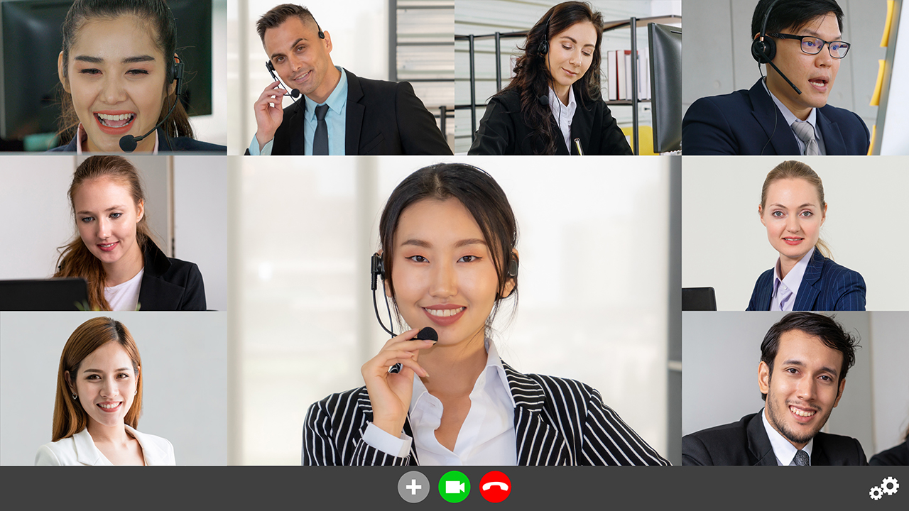 Business people group meeting in video conference Super Teams